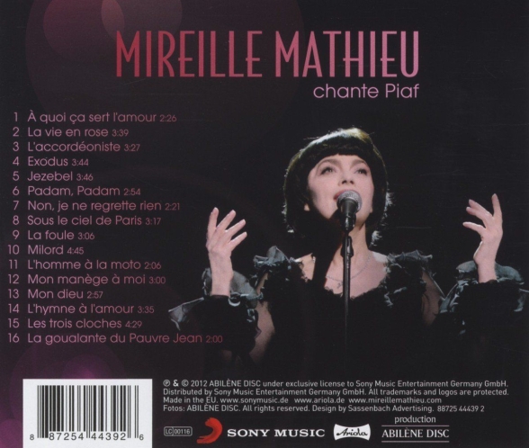 Mireille Mathieu: Chante Piaf - CD Foto #2