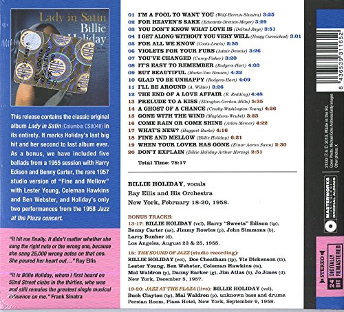 Billie Holiday: Lady in Satin (8 Bonus Tracks) - CD Foto #2