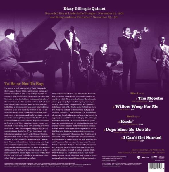 Dizzy Gillespie: Legends Live - Liederhalle Stuttgart/ Kongresshalle Frankfurt, 1961 (remastered) - Plak Foto #2