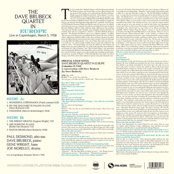 Dave Brubeck: In Europe - Live In Copenhagen, March 5, 1958. - Plak Foto #2