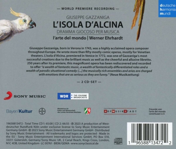 Werner Erhardt, L'Arte del mondo: Giuseppe Gazzaniga: L'Isola d'Alcina - CD Foto #2