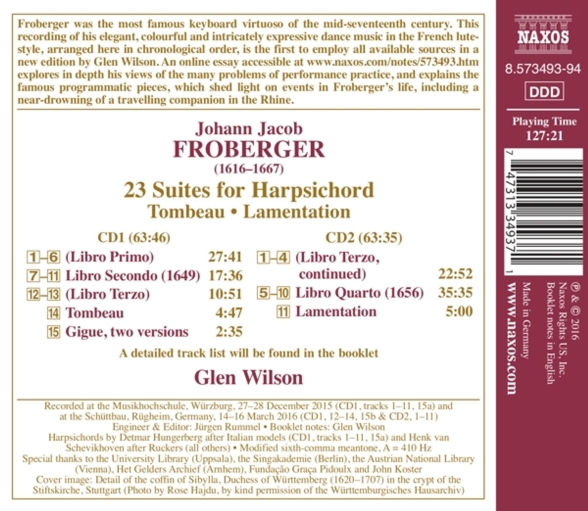 Glen Wilson: Froberger: 23 Suites for Harpsichord - CD Foto #2