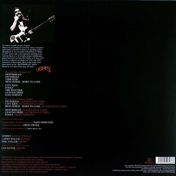 Motörhead: On Parole (Expanded & Remastered) - Plak Foto #2