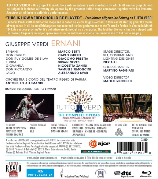 Marco Berti, Carlo Guelfi, Giacomo Prestia, Susan Neves, Teatro Regio di Parma Orchestra, Antonello Allemandi: Verdi: Ernani - BluRay Foto #2