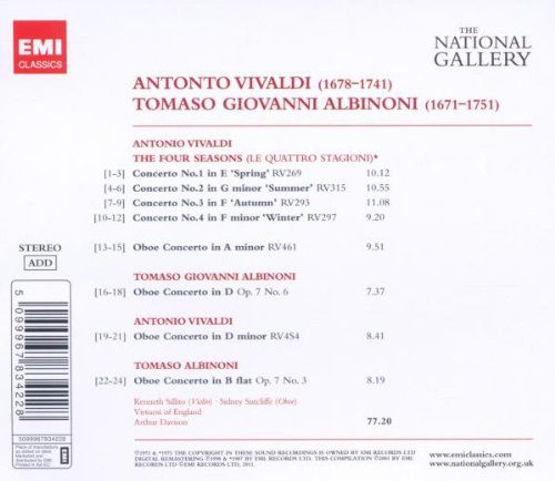Sidney Sutcliffe, Kenneth Sillito, Arthur Davison: Vivaldi: Four Seasons, Oboe Concertos/ Albinoni: Oboe Concertos - CD Foto #2