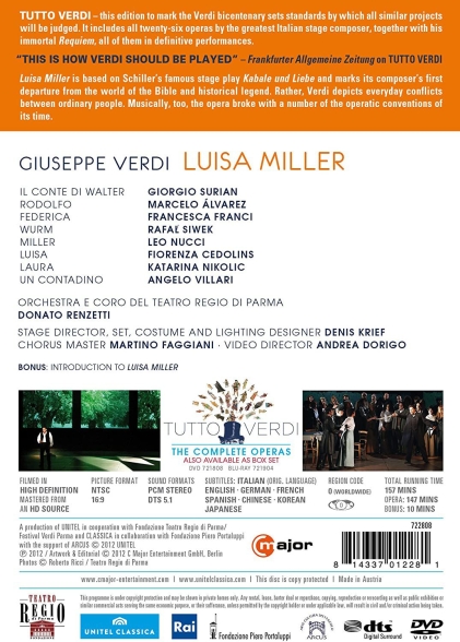 Giorgio Surian, Marcelo Alvarez, Francesca Franci, Rafal Siwek, Leo Nucci, Teatro Regio di Parma Orchestra, Donato Renzetti: Verdi: Luisa Miller - DVD Foto #2
