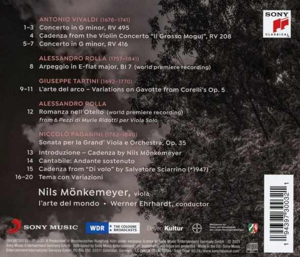 Nils Mönkemeyer: Vivaldi, Paganini, Tartini - CD Foto #2