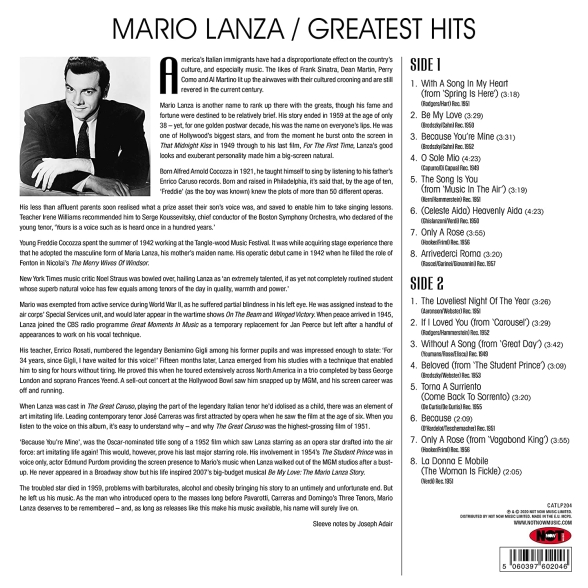 Mario Lanza: Greatest Hits - Plak Foto #2