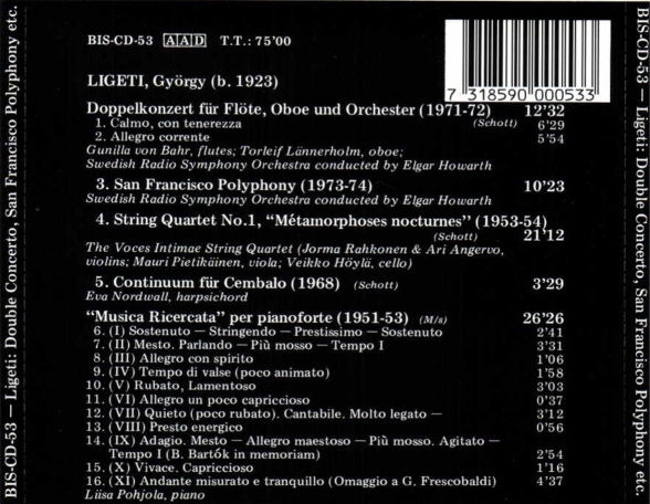 Gunilla von Bahr, Elgar Howarth: Ligeti - Chamber Music - CD Foto #2