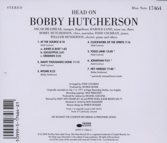 Bobby Hutcherson: Head On - CD Foto #2