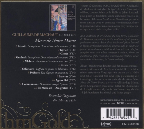 Ensemble Organum, Marcel Pérès: Machaut: Messe De Notre-Dame - CD Foto #2