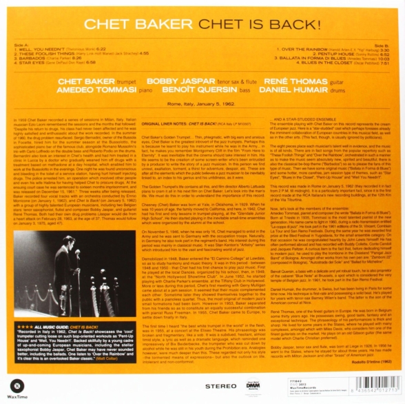 Chet Baker: Chet is Back - Plak Foto #2