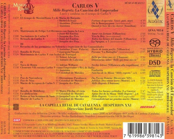 Hespèrion XXI, Jordi Savall: Carlos V - Mille Regretz : La Cancion del Emperador - SACD Foto #2