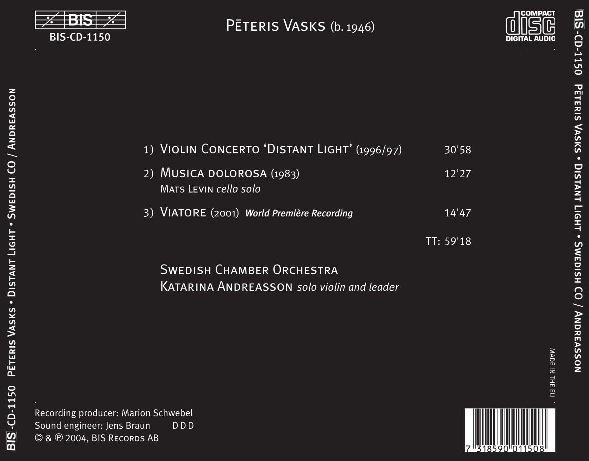 Swedish Chamber Orchestra, Katarina Andreasson: Vasks: Violin Concerto