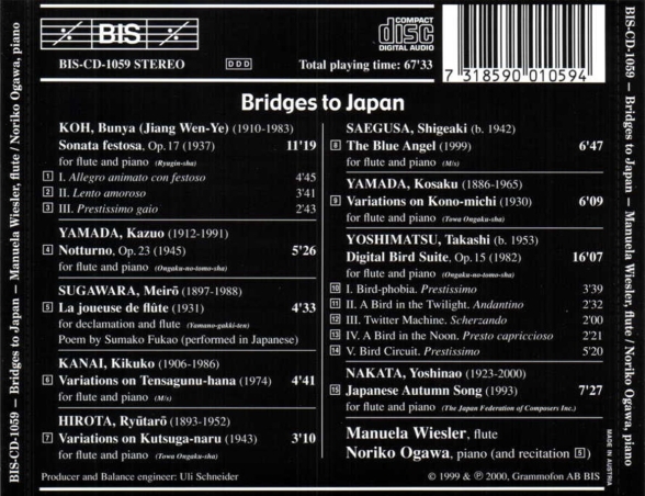 Manuela Wiesler, Noriko Ogawa: Bridges to Japan - Music for Flute and Piano - CD Foto #2