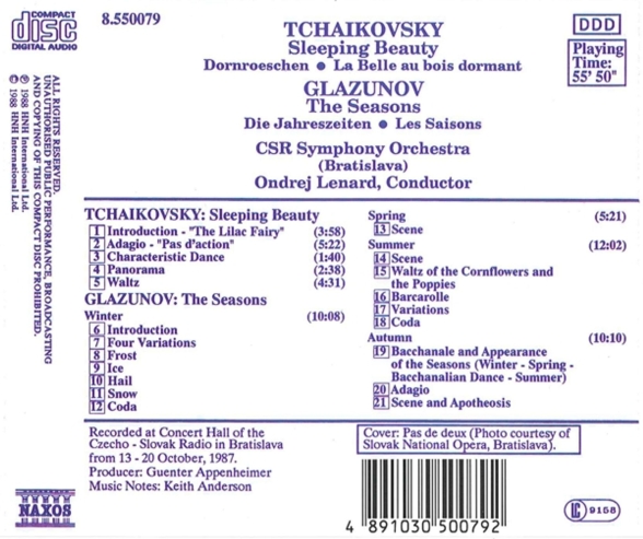 Bratislava CSR Symphony Orchestra: Tchaikovsky, Glazunov: Sleeping Beauty, The Seasons - CD Foto #2
