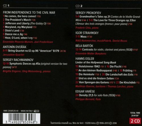 Jerusalem Quartet, Rochester Philharmonic Orchestra, Frederic Chiu, RIAS Kammerchor, Daniel Reuss: AMERICA! vol.1. "A Land of refuge" - CD Foto #2