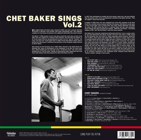 Chet Baker: Sings Vol.2 - Plak Foto #2