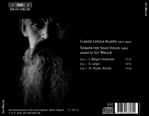 Ulf Wallin: Allgén: Solo Violin Sonatas - CD Foto #2