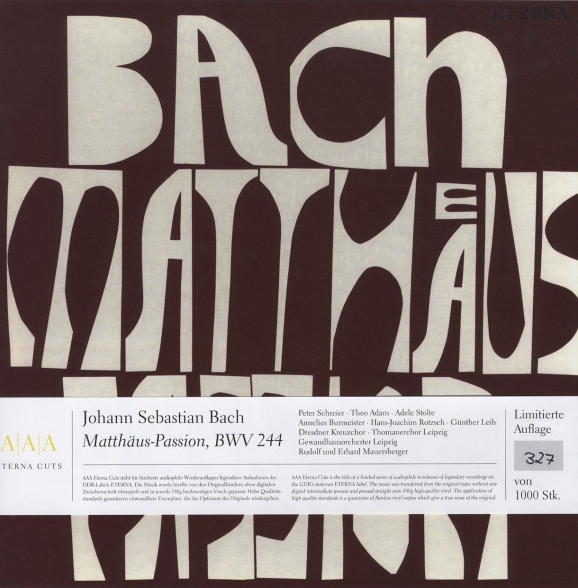 Peter Schreier, Dresdner Kreuzchor, Gewandhausorchester Leipzig, Rudolf Mauersberger, Erhard Mauersberger - J.S. Bach: Matthäus‐Passion