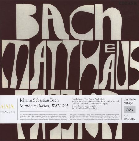 Peter Schreier, Dresdner Kreuzchor, Gewandhausorchester Leipzig, Rudolf Mauersberger, Erhard Mauersberger: J.S. Bach: Matthäus‐Passion - Plak