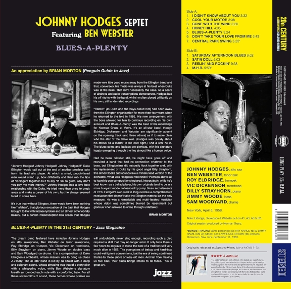 Johnny Hodges: Blues-A-Plenty (Solid Red Vinyl) - Plak Foto #2