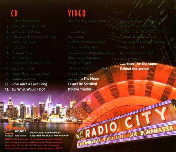 Joe Bonamassa: Live At Radio City Music Hall 2015 - CD Foto #2