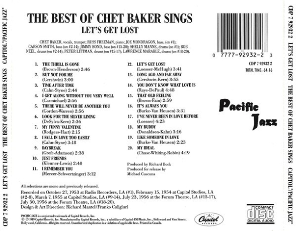 Chet Baker: Let's Get Lost (The Best Of Chet Baker Sings) - CD Foto #2