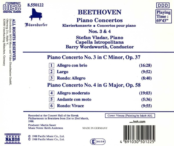 Stefan Vladar, Capella Istropolitana, Barry Wordsworth: Beethoven: Piano Concertos 3, 4 - CD Foto #2