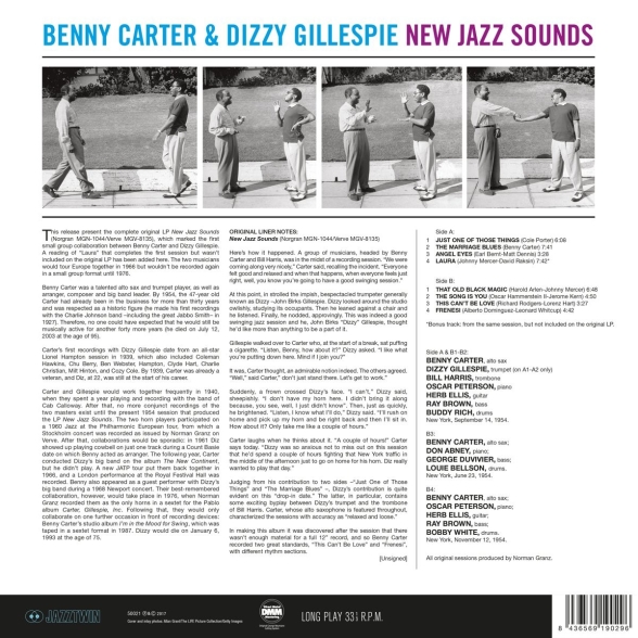 Benny Carter, Dizzy Gillespie: New Jazz Sounds (Remastered - Limited-Edition +1 Bonustrack) - Plak Foto #2