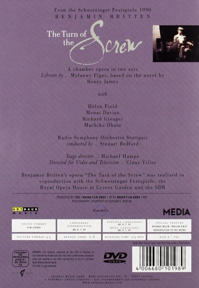 Helen Field, Menai Davies, Richard Greager, Phyllis Cannan, Machiko Obata, Samuel Linay, Radio-Sinfonieorchester Stuttgart, Stuart Bedford, Michael Hampe: Britten: The Turn of the Screw - DVD Foto #2