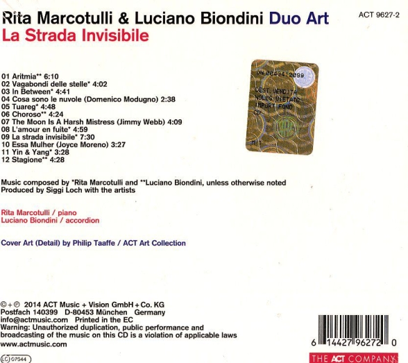 Rita Marcotulli, Luciano Bondini: La Strada Invisibile - CD Foto #2