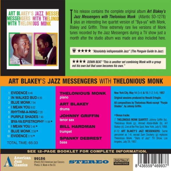 Art Blakey & The Jazz Messengers: With Thelonious Monk + 4 Bonus Tracks - CD Foto #2