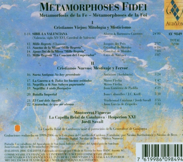 Montserrat Figueras, La Capella Reial de Catalunya, Hespèrion XXI, Jordi Savall: Metamorphoses Fidei - CD Foto #2