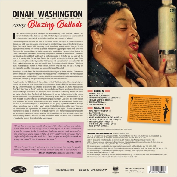 Dinah Washington: Sings Blazing Ballands (Limited Edition) - Plak Foto #2