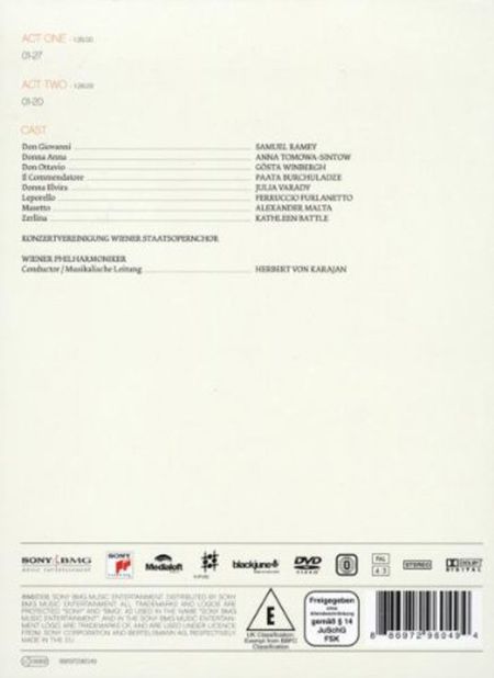 Samuel Ramey, Anna Tomowa-Sintow, Julia Varady, Kathleen Battle, Alexander Malta, Chor der Wiener Staatsoper, Herbert von Karajan, Wiener Philharmoniker: Mozart: Don Giovanni - DVD Foto #2