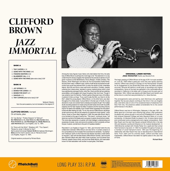 Clifford Brown: Jazz Immortal + 2 Bonus Tracks (From The Same Sessions, Not Included On The Original LP) - Plak Foto #2