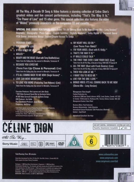Celine Dion: All The Way A Decade Of Song & Video - DVD Foto #2