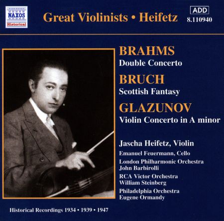 Jascha Heifetz: BRAHMS / GLAZUNOV: Violin Concertos (Heifetz) (1934, 1939) - CD