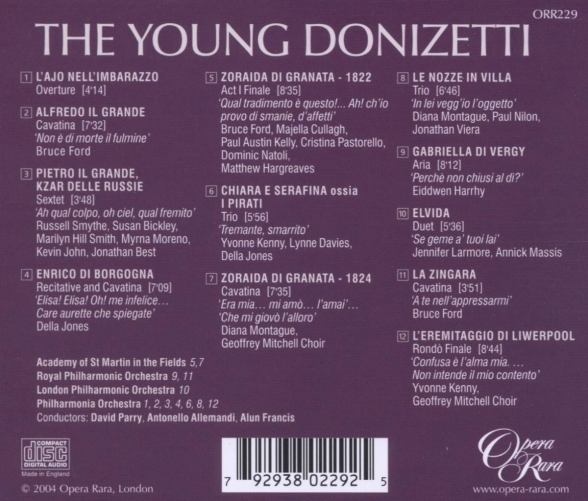 Bruce Ford, Russell Smythe, Marilyn Hill Smith, Diana Montague: Donizetti: The Young Donizetti - CD Foto #2