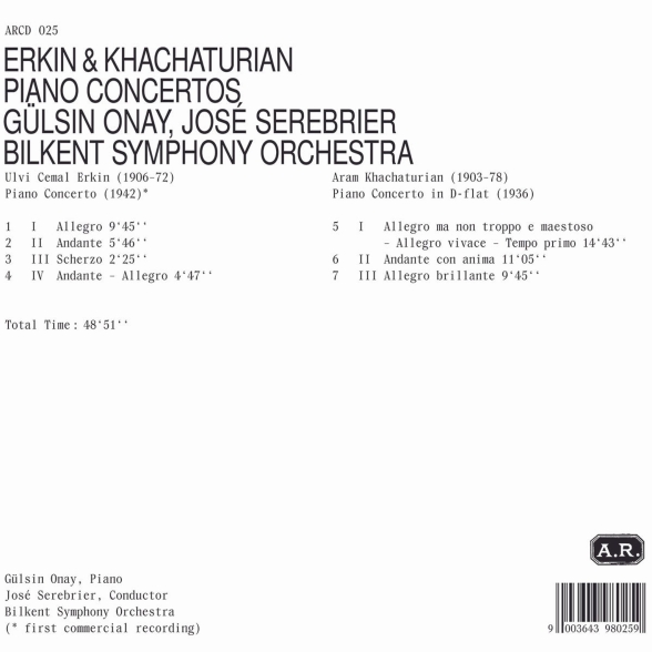 Gülsin Onay, Bilkent Senfoni Orkestrası: Erkin & Khachaturian: Piano Concertos - CD Foto #2