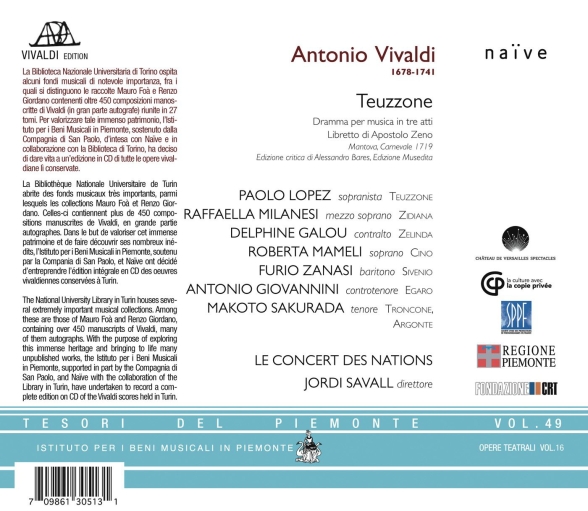 Le Concert des Nations, Jordi Savall: Vivaldi: Il Teuzzone - CD Foto #2