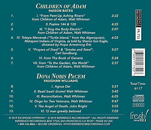 Richmond Symphony Chorus, Steven Smith: Children Of Adam / Dona Nobis Pacem - CD & HDCD Foto #2