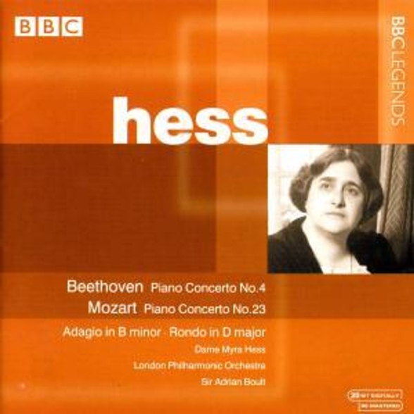 Myra Hess, London Philharmonic Orchestra, Adrian Boult: Beethoven, Mozart: Piano Concerto No. 4,  Piano Concerto No. 23 / Adagio in B minor / Rondo in D Major - CD Foto #1