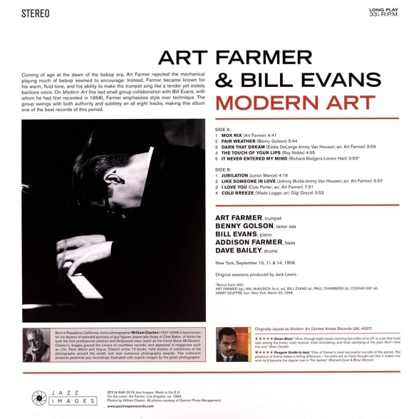 Art Farmer, Bill Evans: Modern Art  (Deluxe Gatefold Edition. Photographs By William Claxton). - Plak Foto #2