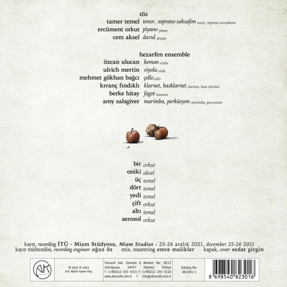Tamer Temel, Ercüment Orkut, Cem Aksel, Hezarfen Ensemble: Töz II - Plak Foto #2
