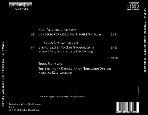 Truls Mørk, The Symphony Orchestra of Norrlands Operan, Kristjan Järvi: Atterberg: Cello Concerto - CD Foto #2