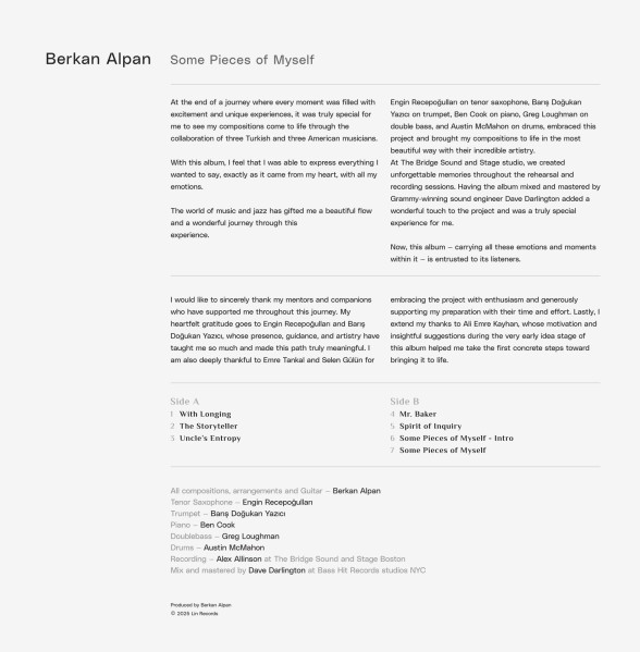 Berkan Alpan: Some Pieces of Myself - Plak Foto #2
