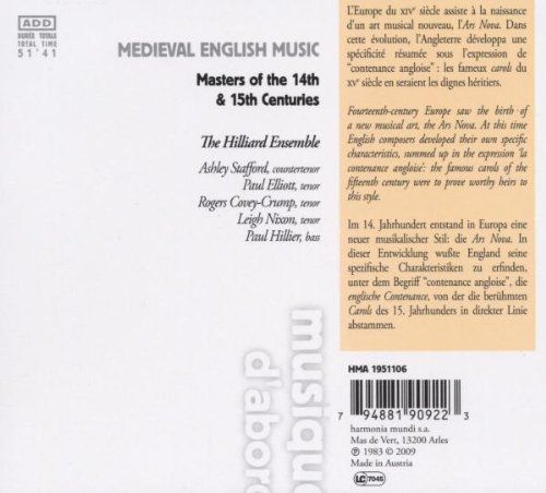 The Hilliard Ensemble: Medieval English Music - CD Foto #2