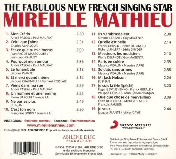 Mireille Mathieu: The Fabulous New French Singing Star - CD Foto #2